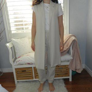 Forever 21: Cream Long-line Blazer Vest